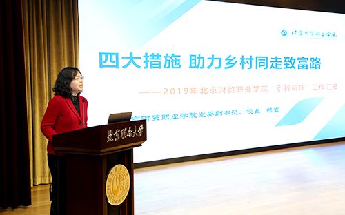 作為引智幫扶工作典型院校，北京財(cái)貿(mào)職業(yè)學(xué)院黨委副書(shū)記、院長(zhǎng)楊宜作主題交流發(fā)言